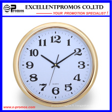 Gold Frame Logo Impression ronde en plastique Wall Clock (Item23)